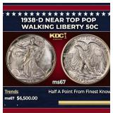 1938-d Walking Liberty Half Dollar Near Top Pop 50
