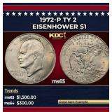 1972-p Ty 2 Eisenhower Dollar $1 ms65 SEGS