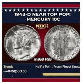 1943-d Mercury Dime Near Top Pop! 10c ms68 FSB SEG