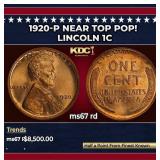 1920-p Lincoln Cent Near Top Pop! 1c ms67 rd SEGS