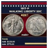 1917-p Walking Liberty Half Dollar 50c ms64+ SEGS