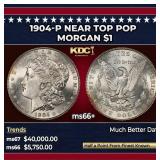 1904-p Morgan Dollar Near Top Pop $1 ms66+ SEGS