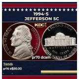 1994-s Proof Jefferson Nickel 5c pr70 dcam SEGS
