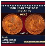 1900 Indian Cent Near Top Pop! 1c ms67 rd SEGS