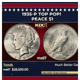 1935-p Peace Dollar TOP POP! $1 ms67 SEGS