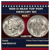1939-d Mercury Dime Near Top Pop! 10c ms68 FSB SEG