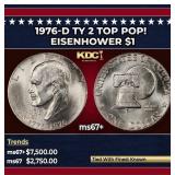 1976-d Ty 2 Eisenhower Dollar TOP POP! $1 ms67+ SE