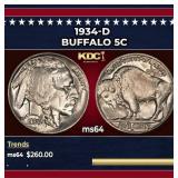 1934-d Buffalo Nickel 5c Grades ms64