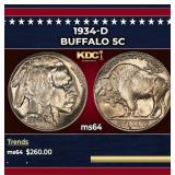 1934-d Buffalo Nickel 5c Grades ms64