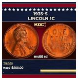 1935-s Lincoln Cent 1c Grades ms66 rd