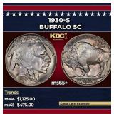 1930-s Buffalo Nickel 5c Grades ms65+