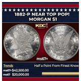 1882-p Morgan Dollar Near Top Pop! $1 ms67+ SEGS
