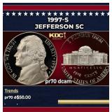 1997-s Proof Jefferson Nickel 5c pr70 dcam SEGS