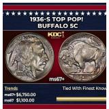 1936-s Buffalo Nickel TOP POP! 5c ms67+ SEGS