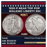 1920-p Walking Liberty Half Dollar Near Top Pop 50