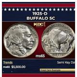 1925-d Buffalo Nickel 5c ms65 SEGS