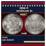 1896-p Morgan Dollar $1 Grades ms66