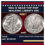 1934-d Walking Liberty Half Dollar Near Top Pop 50