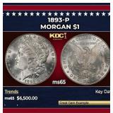 1893-p Morgan Dollar $1 ms65 SEGS