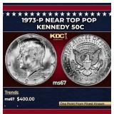 1973-p Kennedy Half Dollar Near Top Pop 50c ms67 S