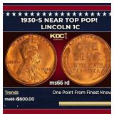 1930-s Lincoln Cent Near Top Pop! 1c Grades ms66 r