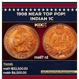 1908 Indian Cent Near Top Pop! 1c ms67 rd SEGS