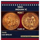 1900 Indian Cent . 1c Grades ms65 rd