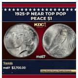 1925-p Peace Dollar Near Top Pop $1 ms67 SEGS