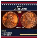 1917-p Lincoln Cent 1c Grades ms65+ rd