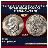 1977-p Eisenhower Dollar Near Top Pop $1 ms67 SEGS