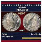 1934-d Peace Dollar $1 Grades ms63