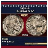 1934-p Buffalo Nickel 5c Grades ms65