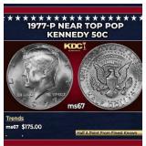 1977-p Kennedy Half Dollar Near Top Pop 50c ms67 S