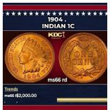 1904 Indian Cent . 1c ms66 rd SEGS