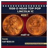 1938-d Lincoln Cent Near Top Pop 1c ms67 rd SEGS