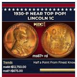 1930-p Lincoln Cent Near Top Pop! 1c ms67+ rd SEGS