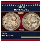 1916-p Buffalo Nickel 5c ms66 SEGS