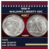 1918-p Walking Liberty Half Dollar 50c ms64+ SEGS