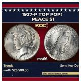 1927-p Peace Dollar TOP POP! $1 ms66 SEGS