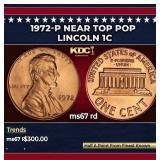 1972-p Lincoln Cent Near Top Pop 1c ms67 rd SEGS