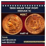 1900 Indian Cent Near Top Pop! 1c ms67 rd SEGS