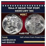 1944-p Mercury Dime Near Top Pop! 10c ms68 FSB SEG