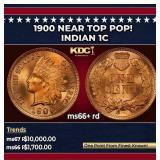 1900 Indian Cent Near Top Pop! 1c ms66+ rd SEGS