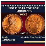 1918-p Lincoln Cent Near Top Pop! 1c ms67 rd SEGS