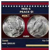 1925-s Peace Dollar $1 Grades ms64
