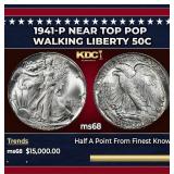 1941-p Walking Liberty Half Dollar Near Top Pop 50