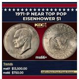 1971-p Eisenhower Dollar Near Top Pop $1 ms66+ SEG