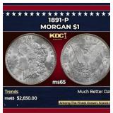 1891-p Morgan Dollar $1 ms65 SEGS
