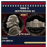 1988-s Proof Jefferson Nickel 5c pr70 dcam SEGS