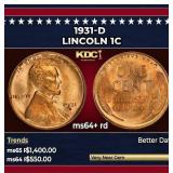 1931-d Lincoln Cent 1c Grades ms64+ rd